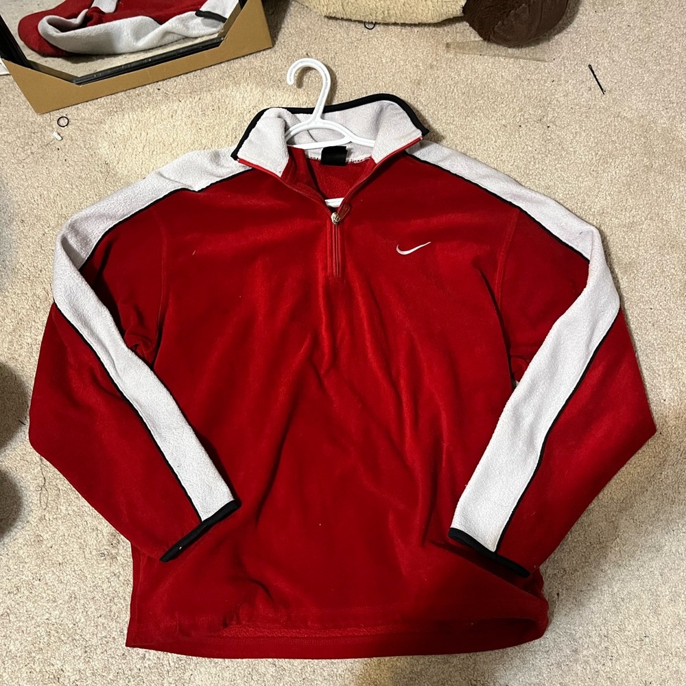 2000’s Nike Red and White Quarter-Zip Pullover